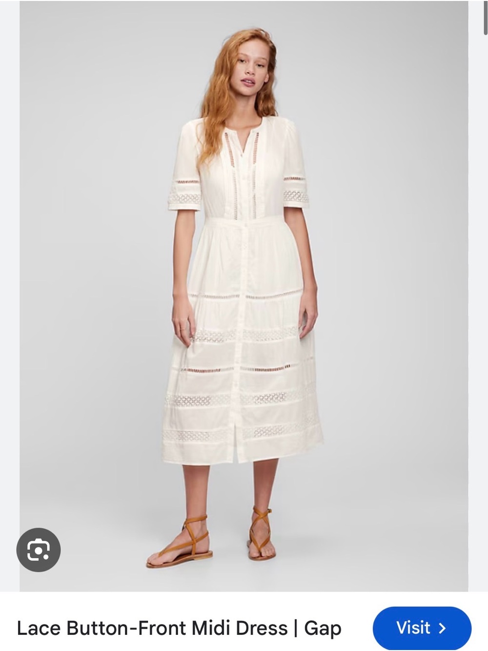 GAP Lace Button-Front Midi Dress